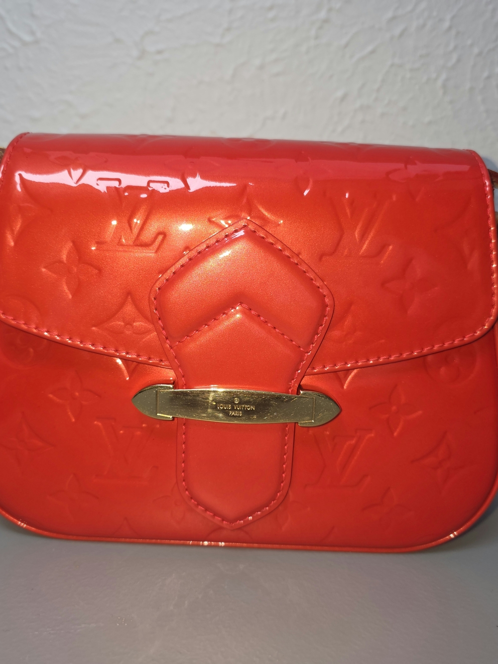 Louis Vuitton Red Patent Vernis Crossbody with Gold Hardware